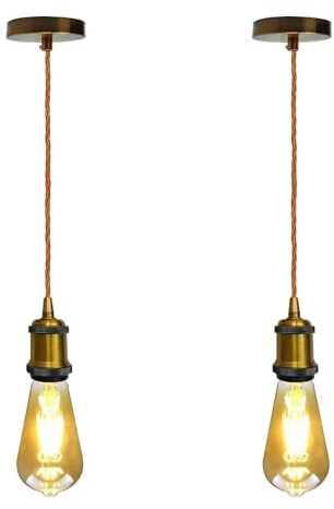 2 Pack E27 Ceiling Pendant Light Fitting | Hanging Lamp Holder for Lamp Shades, Kitchen Island, Dining Room, Bedroom & Living Room Lighting