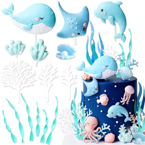 Under the Sea Ocean Birthday Cake Decorations Sea Party Favor | for Ocean Theme Shower Birthday Party