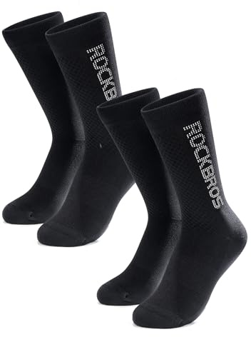 ROCKBROS Fahrradsocken Herren Damen, Atmungsaktive Radsocken | Rennradsocken mit Leichter Kompressionswirkung, Antibakteriell, Verstärkte Ferse und Fußsohle, Für MTB & Gravel