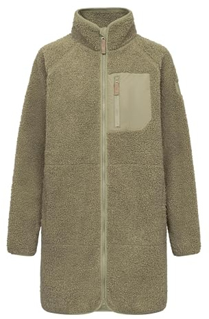 derbe Damen Fleecejacke Kuschelby Long - Oliv Grün 38 - Teddy