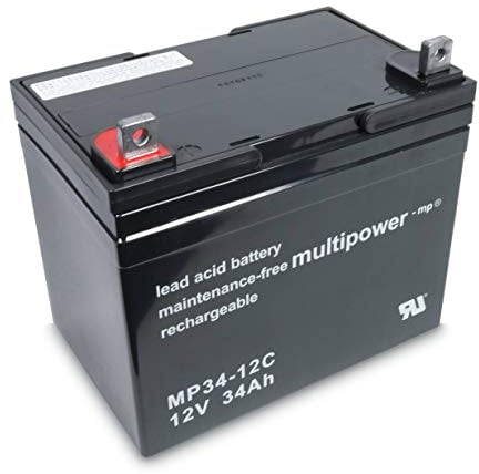 Multipower MP34-12C 12V 34Ah AGM Blei Akku zyklenfest für Rollstühle, Caddys uvm