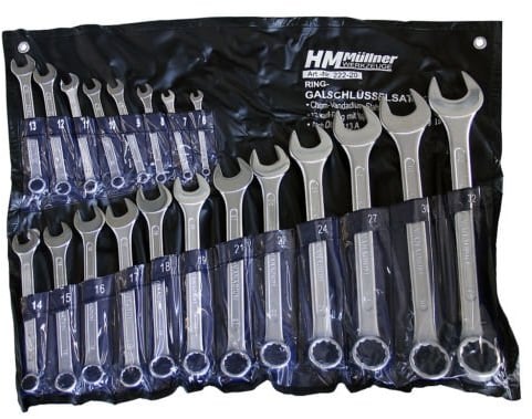 HM Müllner 222-20 Ring-Gabelschlüsselsatz 20tlg inkl. Rolltasche, 6-32 mm