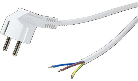 Logilink CP136 Netzkabel Schutzkontakt Stecker 90 Grad Winkel zu offenem Kabelende weiß