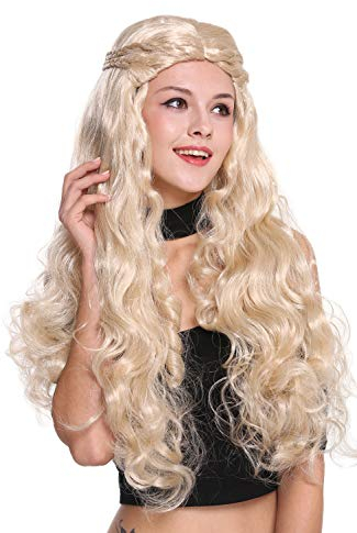 WIG ME UP - 91323-ZA83 Perücke Damen sehr lang wellig hellblond aufwendig geflochten Mittelscheitel Romantik Märchen Prinzessin Hippie