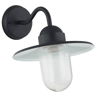 Lindby Wandleuchte außen Filip (spritzwassergeschützt (Retro, Vintage Antik) in Schwarz aus Metall (1 flammig E27) - Außenwandleuchten Wandlampe Led Außenlampe Outdoor für