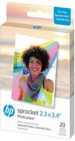 HP Sprocket Papel fotográfico adhesivo premium de ZINK de 5.8 x 8.7 cm (20 hojas) Compatible con las impresoras fotográficas HP Sprocket Select