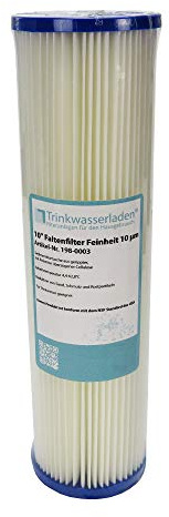 Trinkwasserladen 10 Sediment Wasserfilter (Pleated Polyester) 10 µm Auswaschbar Wiederverwendbar