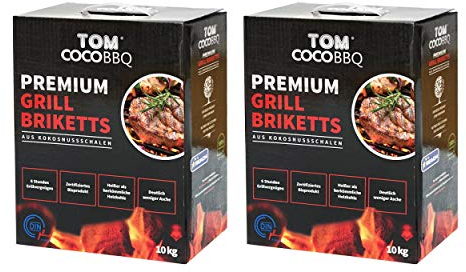 TOM Cococha Kokoskohle Briketts, Geschmacksneutral, 2 x 10 kg (20 kg)