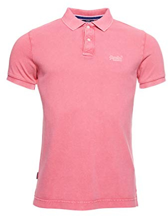 Superdry Homme Polo piqué Vintage Destroyed en Coton Biologique Rose Maldives S