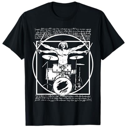 Da Vinci Vitruvian Man Drummer Drum Player T-Shirt