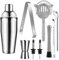 duoledaeu Cocktail Shaker Set 9 Pezzi Set Cocktail Professionale Acciaio Inox Shaker Cocktail Kit Barman Shaker Cocktail per Bar Mojito Martini Bevanda, 750ML Misurino