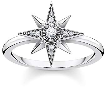 Thomas Sabo Damen Ring Stern Silber 925 Sterlingsilber, Geschwärzt TR2299-643-14