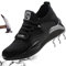 Mitudidi Arbeitsschuhe Herren Damen Sicherheitsschuhe Leicht mit Stahlkappe Stahlkappenschuhe Sportliche Schutzschuhe Atmungsaktiv rutschfest Schwarz Grau 40 EU