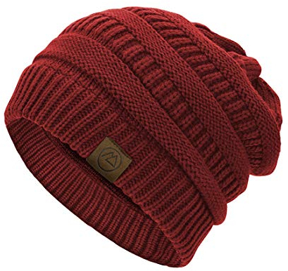 Durio Strickmütze Damen Mütze für Frauen Wintermütze Beanie Mütze Grobstrick Mütze Weich Weinrot