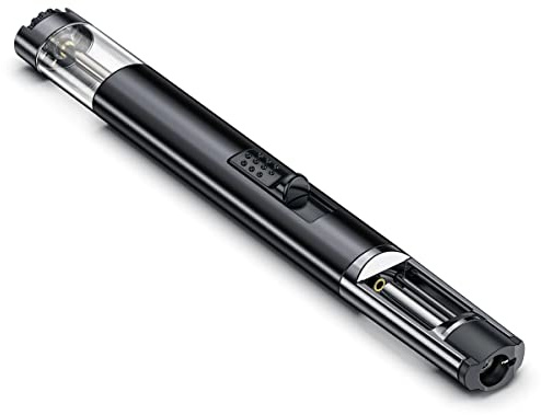 JOPOO Sturmfeuerzeug, Gas Nachfüllbar Jetflamme Lighter, Winddichtes Langes Stabfeuerzeug für Kerzen, Grill, Küche, Kamin, Camping, Geschenk für Männer (Verkauft ohne Butangas)