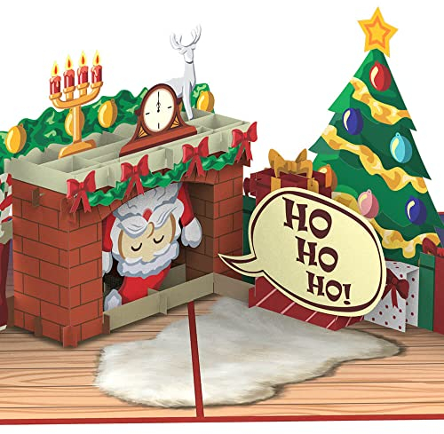 papercrush® Pop-Up Karte Weihnachten „Weihnachtsmann im Kamin“ - Lustige 3D Weihnachtskarte für Kinder, Frauen, Männer - Handgemachte Weihnachtsgrußkarte mit Umschlag für Mama oder Papa