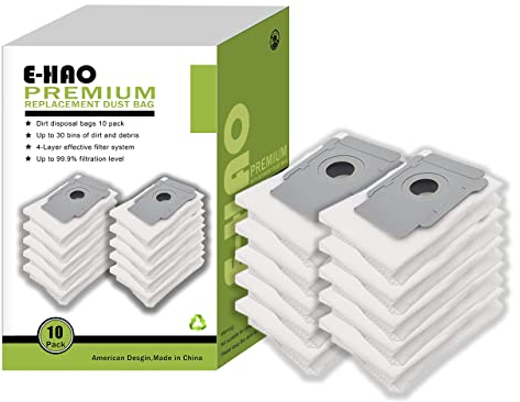 E-HAO 10 Pack Staubsaugerbeutel kompatibel mit iRobot Roomba i, s, j und Roomba Combo i, j Serien, Ersatzstaubbeutel für i1+/i2+/i3+/i4+/i5+/i6+/i7+/i8+/i9+/j5+/j6+/j7+/j8+/j9+/s9+ modell