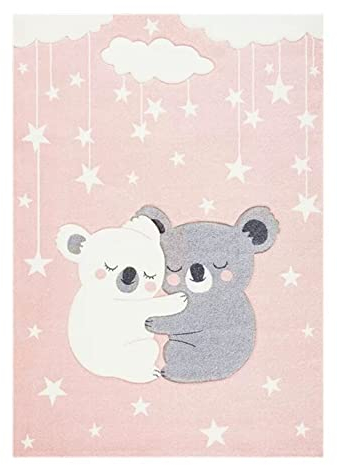 Mädchen Jungen Spielteppich Schlafzimmer Kinder Wohnzimmer Flauschig Shaggy 0.5cm Haufen Flanell Wohnzimmer Teppich Waschbar Delfin Kaninchen Stern Rosa Kinderteppiche Rug(mehrfarbig1,80x160cm)
