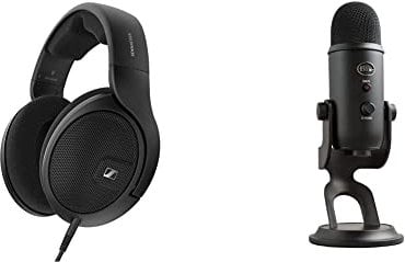 Sennheiser HD 560S, Open back reference-grade headphones for audio enthusiasts, Over Ear, Black & Blue Yeti USB Microphone for Recording, Streaming, Gaming, Podcasting on PC and Mac - Black