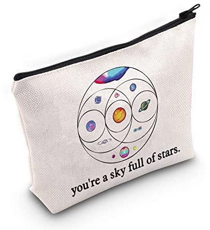 LEVLO Music Band Kosmetiktasche Stern Mond Sonne Lover Geschenk You're a Sky Full of Stars Make-Up Reißverschlusstasche für Frauen Mädchen, You're a Sky Full of Stars
