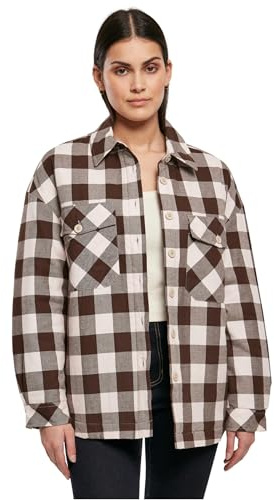 Urban Classics Damen Ladies Flanell Padded Overshirt pink/Brown, XS