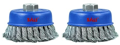 SALI 2 Pack 100 mm Wire Cup Brush 4 Inch Twisted Knotted Cup Brush for Grinders with M14 Thread for Heavy Cleaning Rust, Stripping and Abrasive, for Angle Grinder