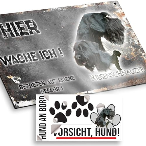 hier wache ich hund Riesenschnauzer 29/18 cm