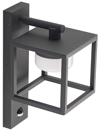Lucande Wandleuchte außen Timio mit Bewegungsmelder (spritzwassergeschützt (Modern) in Alu aus Aluminium (1 flammig, GX53) - Wandlampe für Außenwand/Hauswand Haus Terrasse und Balkon