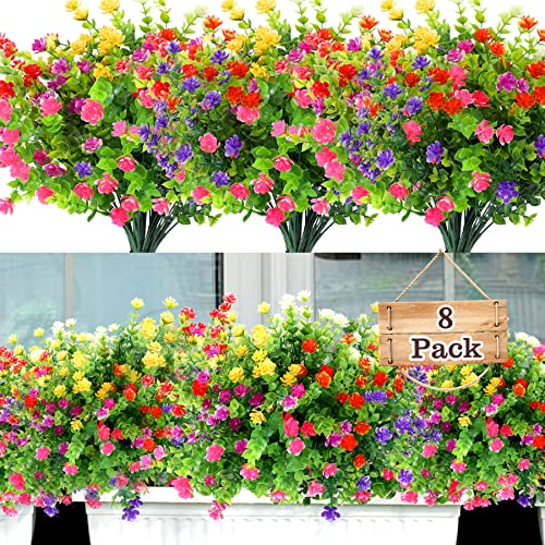 ALAGIRLS Künstliche Blumen 8 Stück Kunstpflanzen Wie Echt Garten Deko Wohnzimmer Multi8PCS