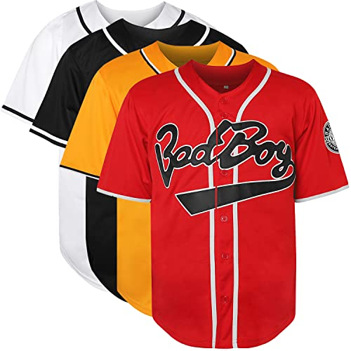 #10 Biggie 72 Bad Boy Baseball Trikot 90er Jahre Hip Hop Kleidung für Party Shirt, Rot/Ausflug, einfarbig (Getaway Solids), XL