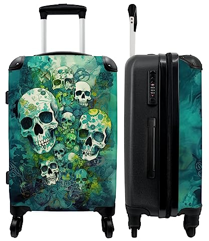 NoBoringSuitcases.com® Handgepäck, Hartschalenkoffer mit TSA Schloss, Trolley, Reisekoffer, Carry on, Rollkoffer, Klein oder Mittelgroß Grün