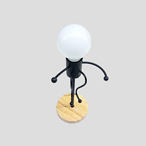 Little Iron Man Creative Tischlampe, Persönlichkeit Eisen Dekorative Leselampe, Schreibtischlampe mit E27 Lampenfassung, Nachttischlampe für Kinderzimmer Schlafzimmer Arbeitszimmer (Black)