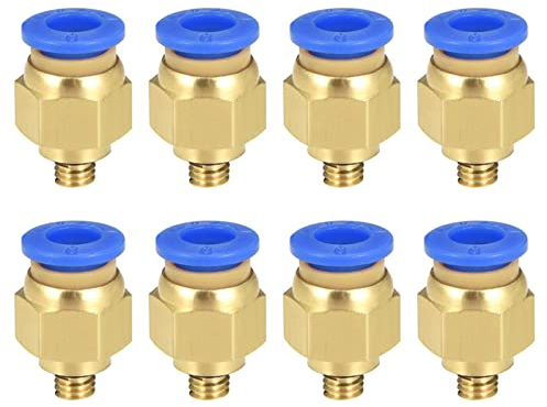 M METERXITY 8 Pack Stecker Schnell Fitting - Garten Pneumatisch Steckverbinder Leichtgewicht und Wasserdicht Anwendung für PU/PA/PVC Rohr (M5 Goldton Blau)