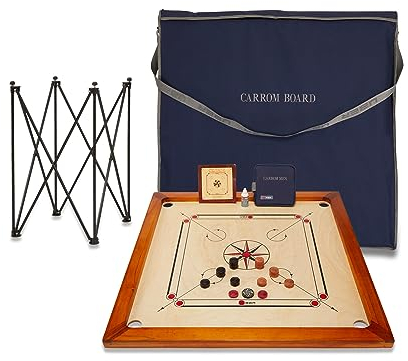 Uber Games – Premium Carrom Board Set – 78x78cm Official Size Playing Board Including All - Hardwood Edges for Better Rebound – Made in India (Brett+Tasche+Tisch)