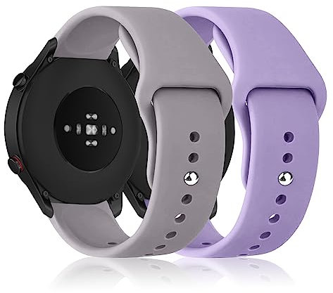 MiKoyi 22 mm Armband Kompatibel mit Xiaomi Watch S4/S4 Sport/2/S3/S1 Pro, [2 Stücks] Sport Weiche Silikon Band Ersatz Armband für Xiaomi Redmi Watch 5 Active/5 Lite, Lila und Grau
