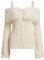 Women Y2K Off Shoulder Sweater Long Sleeve Lace Trim Open Back Straps Knitted Top Cute Pullover Jumper Crop Tops Shirt(White,S)
