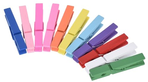 PATIKIL Pinces à Linge Colorées, Lot de 70 Clips à Linge en Bois Colorés pour Suspendre Les Vêtements, Couleurs Arc-en-Ciel