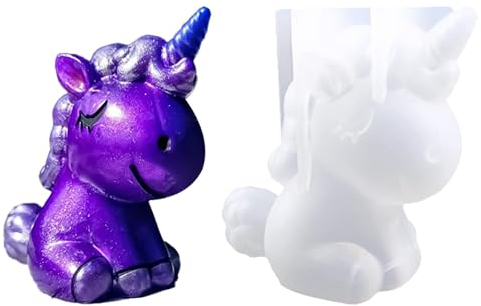 Silikonform Einhorn 3D, Einhorn Gießform,Silicon Mold Einhorn, Einhorn Mold,Giessformen,Silikonformen 3D Tiere Resin Beton Harzformen,Kerzenform,Art Resin Silicone Mold Für DIY Handwerk