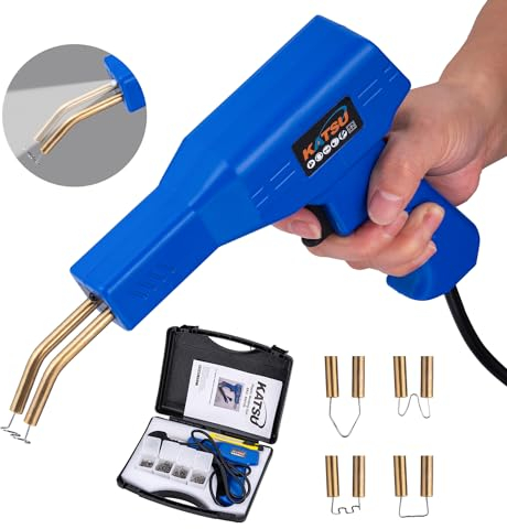 KATSU 50W Plastic Welding Machine Car Bumper Repair Kit with 200PCs 4 Types Welding Staples, Hot Staple Gun Plastic Crack Repairing Set for Car Parts/Kayak/Canoe