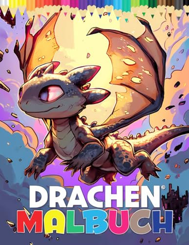 Drachen Malbuch: Über 50 einzigartige Designs zum Ausmalen für Kinder und Jugendliche.