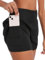 Monbessi Sporthose Damen Kurz mit Taschen Running Shorts High Waist Badeshorts Damen Sommer Tennishose für Yoga, Jogging, Training, Golf(M, Schwarz)