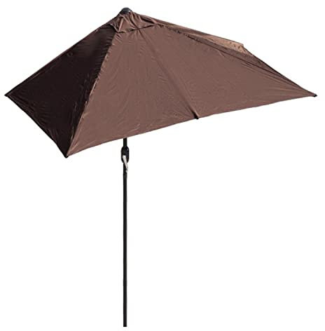 DSKJHI Halbschirm, rechteckig, Balkonschirm, 2 m / 2,5 m für kleine Räume, stabiler Gartenschirm in halber Größe für Wand, Veranda, Fenster, Kurbelsystem, Brauner Regenschirm, 250x130cm