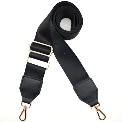 Xundefeng 5cm Schwarz Breiter Taschengurt Verstellbarer Schultergurt für Taschen Taschengurte zum Wechseln Schulterriemen - Gold Clip