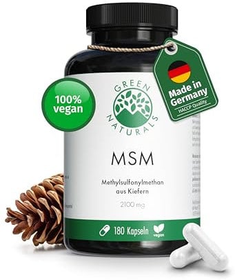 MSM Integratore 2100 mg - Zolfo Organico da Pino - 180 Capsule di Alta Qualità - Green Naturals