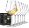 Hlukana Lot de 6 verres à vin incassables en plastique Tritan avec tige, sans BPA, réutilisables pour piscine, camping, pique-nique, restaurant, maison, bar, cadeau unique de Noël