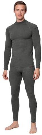 DANISH ENDURANCE Conjunto Térmico de Lana Merino para Hombre, Gris Oscuro, L