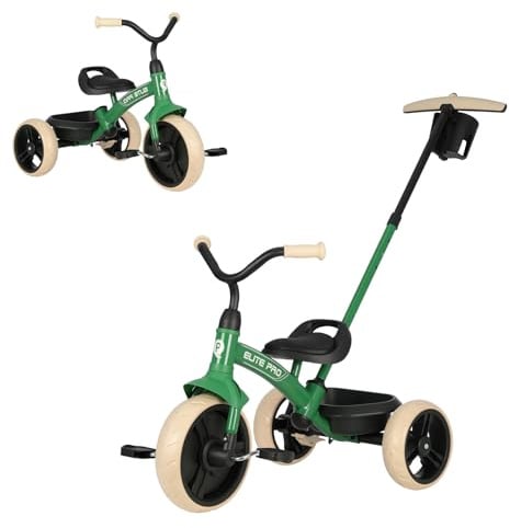 Kleinkind-Dreiräder für 2 bis 6 Jahre, 2-in-1-Kinder-Trikes-Fahrrad mit Schiebegriffen, verstellbar & abnehmbar, Schiebefahrrad mit Spielzeug-Aufbewahrungskorb für Jungen & Mädchen, Dreirad Geschenk