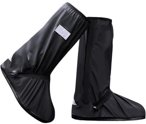IKOPFLN 1 Paio Copriscarpe Impermeabili, Antipioggia Moto, Copriscarpe Antipioggia Copriscarpe Riutilizzabile Stivali di Copriscarpe Antiscivolo per Uomini Donne(Nero, L)