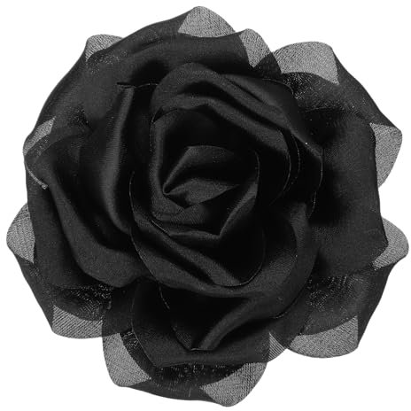 PATIKIL Broche en Satin de Soie en Forme de Fleur 4, Grande Épingle de Revers de Pivoine Florale pour Femmes pour Mariage, Fête d'Anniversaire, Chapeau, Sac, Noir