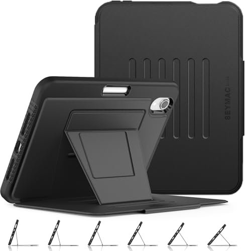 SEYMAC stock Case for iPad Mini 7 (A17 Pro)/ Mini 6 8.3 inch, Shockproof Auto Sleep/Wake Smart Cover with Pen Holder [Multi-angles Stand]& Card Slot for iPad Mini 7th/6th Generation 2024/2021, Black